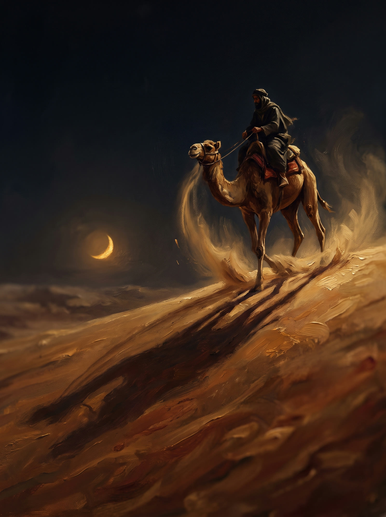 A moonlit dune ridge from the Sada collection, the sand holding the last of the light